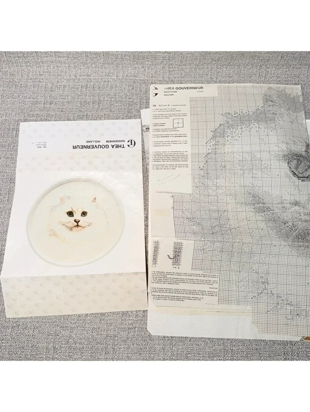 Thea Gouverneur White Cat No. 1045 Cross Stitch Pattern Chart Holland Persian